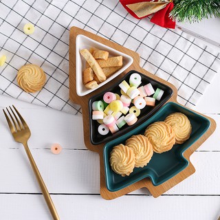 [Hàng order] Khay sứ Đựng Đồ Ăn Vặt, Hoa Quả, Trái Cây Hình Cây Thông Noel - Đĩa Trái Cây