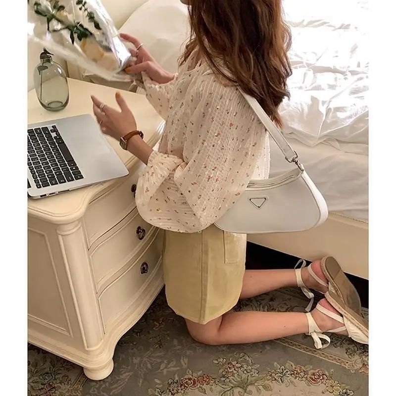 Áo Sơ Mi Chiffon Tay Dài Dáng Rộng Họa Tiết Hoa Phong Cách Hàn Quốc