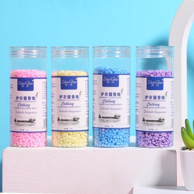 Chai hạt làm thơm giặt quần áo có hương trái cây/ hoa lài/ oải hương lâu trôi làm mềm vải sử dụng trong máy giặt 110g