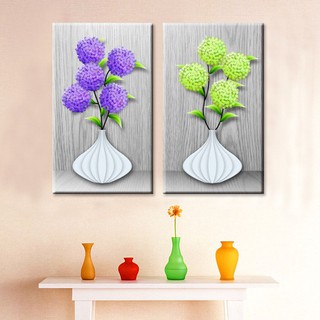 Tranh Thêu Chữ Thập 3D Bình Hoa Cẩm Tú Cầu 2 Bức A1154 (KHÁCH TỰ THÊU) KT:75X60CM