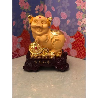 [12 con giáp]Heo vàng đứng trên tiền cao 20cm [Phong thủy]
