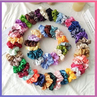Dây buộc tóc, thun cột tóc Scrunchies vải lụa satin màu trơn - Sayoza