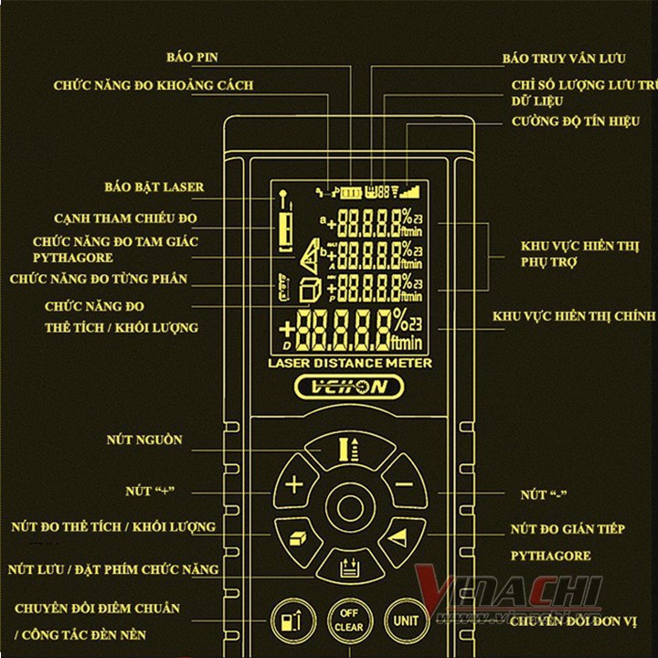 Máy Đo Khoảng Cách Vechon 100m - Máy Đo Khoảng Cách Vechon Sử Dụng Laser Bảo Hành 6 Tháng