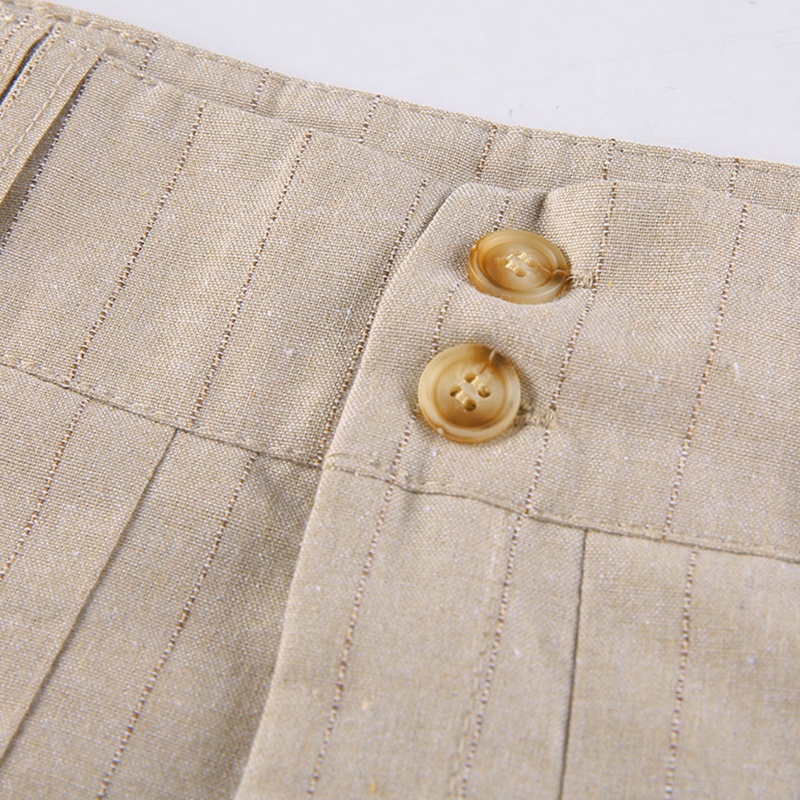 Brroa Chân Váy Kaki Mini Xếp Ly Cài Nút Phối Ren Hai Lớp Phong Cách Harajuku Cổ Điển Đường Phố Cho Nữ