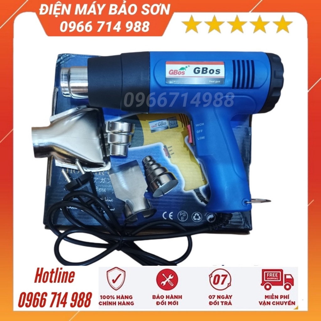 MÁY KHÒ NHIỆT CẦM TAY GBOSS-883 CÔNG SUẤT 1800W MÁY THỔI HƠI NÓNG MÀNG CO TẶNG 4 ĐẦU THỔI NHIỆT BẢO HÀNH 12 THÁNG