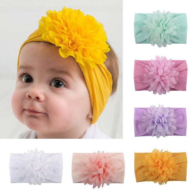 Turban bông hoa cho bé Băng đô bản to bông hoa cho bé gái