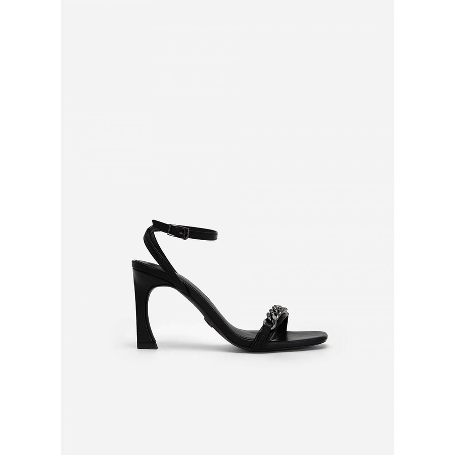 Vascara GIÀY SANDAL ANKLE STRAP QUAI NGANG KHÓA MẮT XÍCH KIM LOẠI - SDN 0710 - MÀU ĐEN