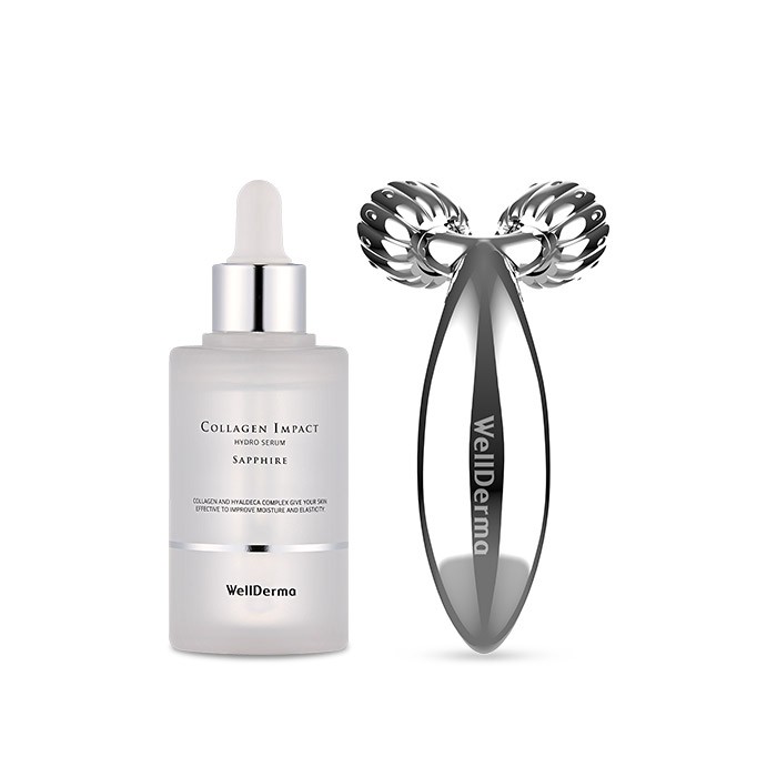 Bộ Serum dinh dưỡng tiểu phân tử collagen cao cô đặc và con lăn mini - Wellderma Collagen Beauty Care Serum & Roller Set