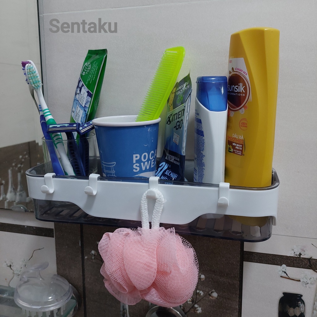 Giá Kệ Đồ Phòng Tắm Đa Năng Để Ly Cốc, Kem, Bàn Chải Đánh Răng - Sentaku