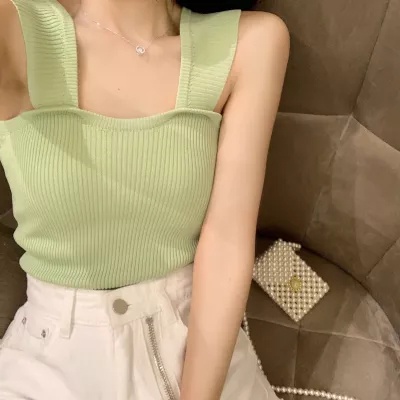 SUXI Áo Dệt Kim Hai Dây Màu Sắc Thời Trang Mùa Hè Dễ Phối Đồ Cho Nữ