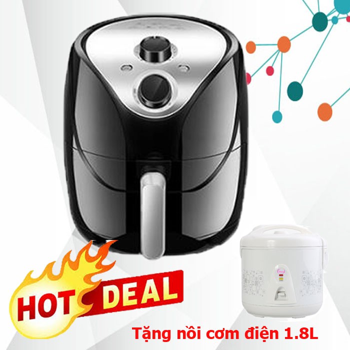 [TẶNG NỒI CƠM ĐIỆN 1.8L] Nồi chiên không dầu karlis