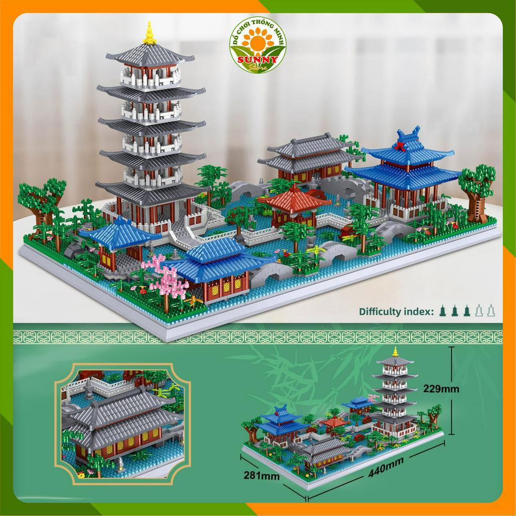Mô hình lắp ghép 3D Công trình kiến trúc Tây Hồ Hàng Châu tuyệt đẹp - Kích thước: 43x27x31cm - 5186pcs - Sunny