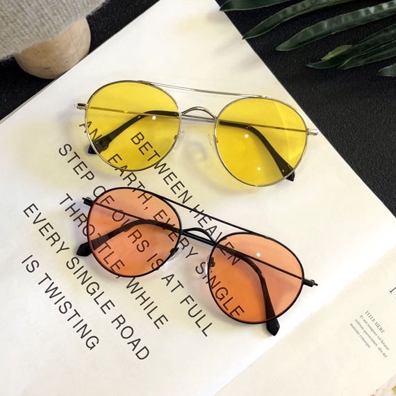 Kính thời trang nữ hàn quốc đi biển chụp ảnh retro gọng kép phong cách ulzzang hàn quốc Maxshop Độc