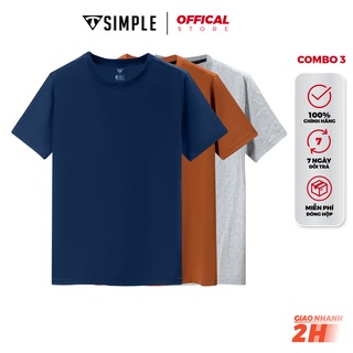 Combo 3 Áo Navi - Vàng Bò - Xám Thun Trơn Nam TSimple