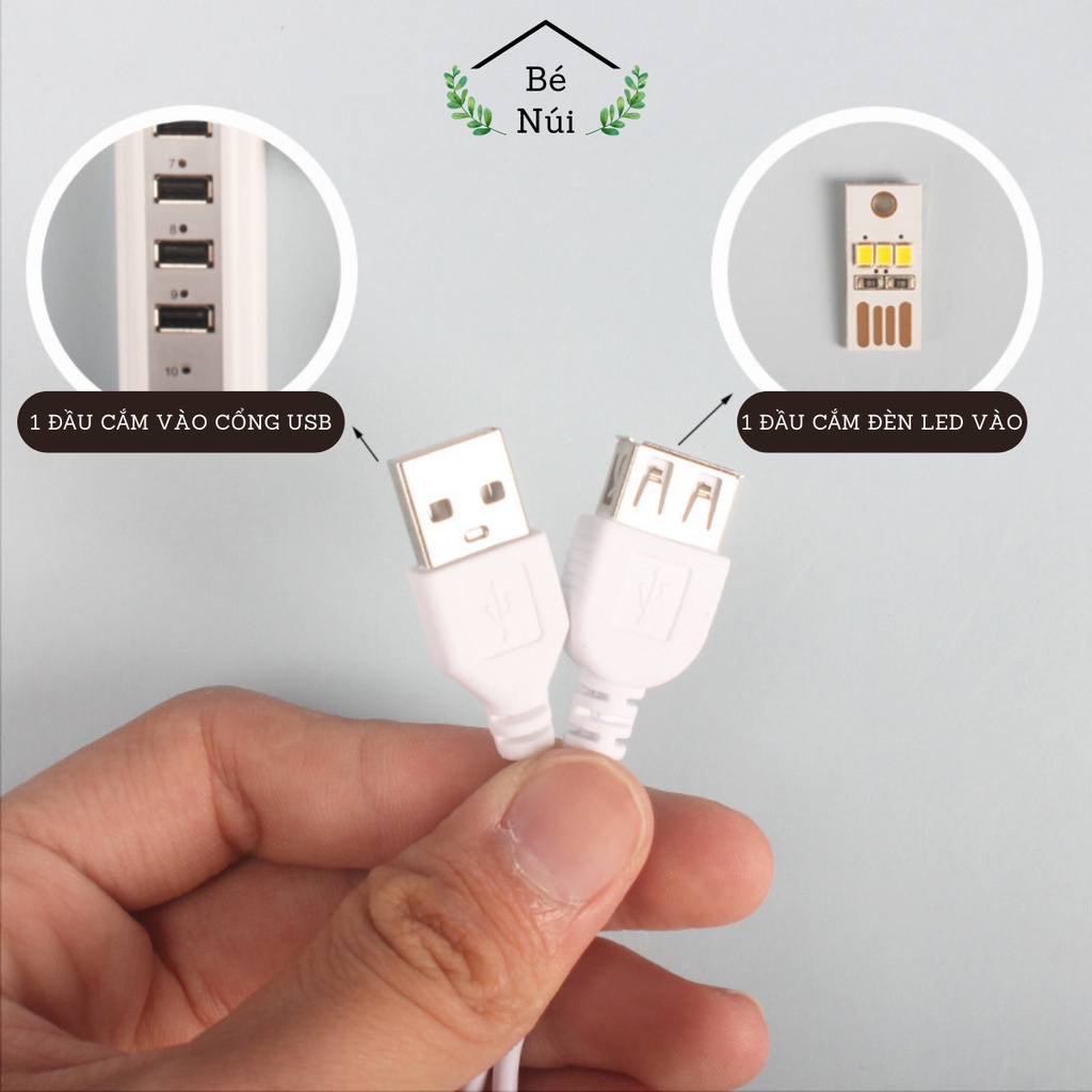 Phụ kiện cho đèn lồng bao gồm bộ dây USB lắp đèn led và khung đế kê đèn Bé Núi