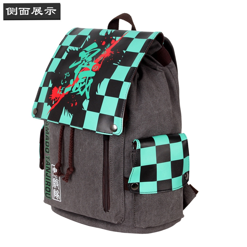 Ba lô canvas họa tiết hoạt hình Anime demon slayer kamado tanjirou kamado nezuko agatsuma zenitsu