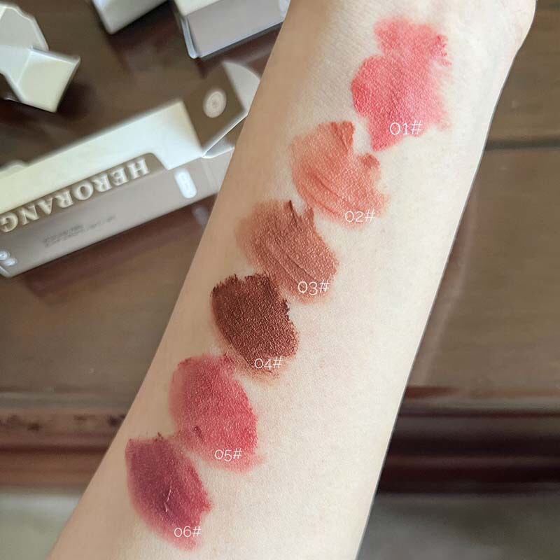 Son Kem HERORANGE Floating Fog Naked Lip Glaze Lùn Herorange Velvet Mist Lip Mud son môi chống thấm nước