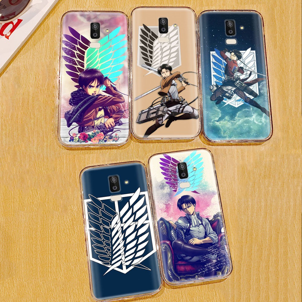 ATTACK SAMSUNG Ốp Lưng Trong Suốt In Hình Anime Attack On Titan Cho Samsung Galaxy J8 Plus J6 Prime J7 Duo Pro