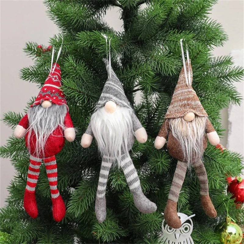 Santa Claus Hanging Leg Pendant/ Santa Claus Knitted Hat Pendant Plush Decorative/ Xmas Tree Party Ornament Kids Gifts