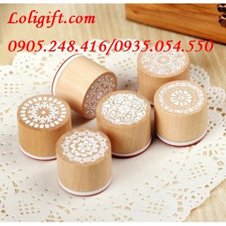 BỘ CON DẤU GỖ HOA VĂN 30mm*22mm