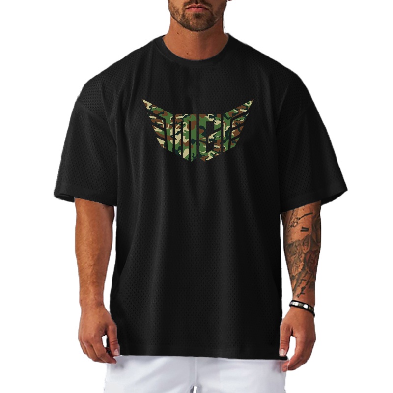 Áo Thun Thể Thao Tay Ngắn Phối Lưới Khô Nhanh Thời Trang Cho Nam