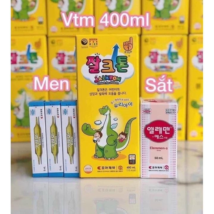 Set sản phẩm siro vitamin Khủng long Jalkton cho bé từ sơ sinh 400ml - Hàn Quốc