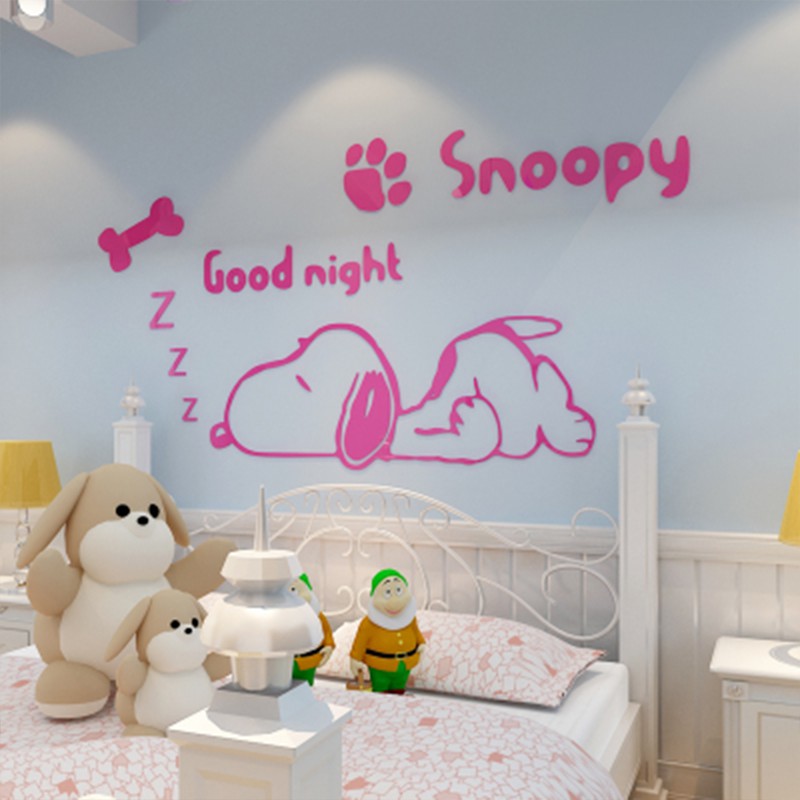 Cartoon Snoopy puppy 3D dán tường ba chiều cho phòng trẻ em, mẫu giáo, phòng khách, dán tường trang trí đầu giường phòng | BigBuy360 - bigbuy360.vn