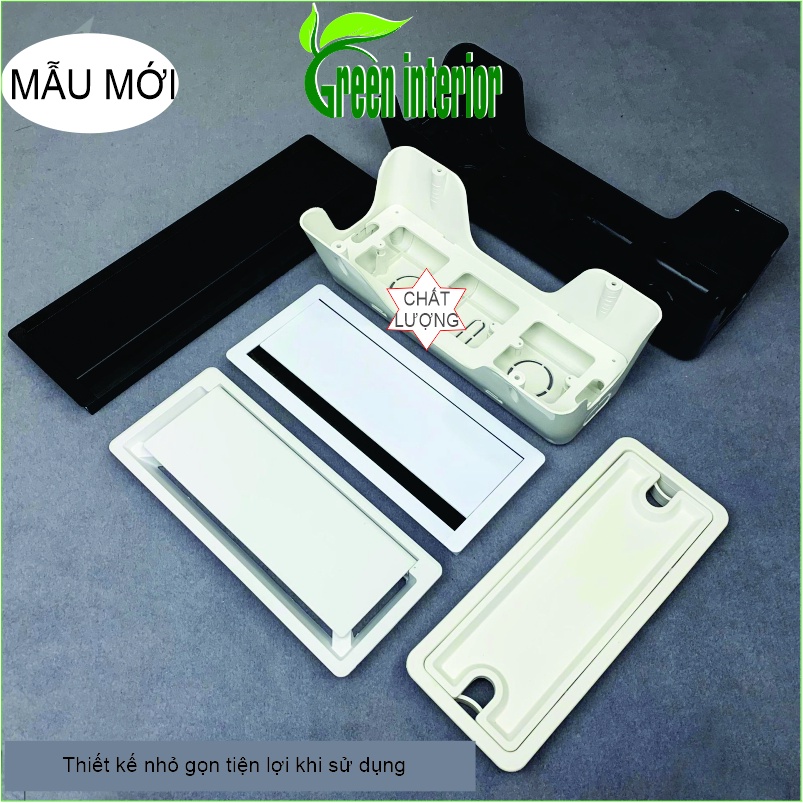 Nắp hộp điện nhôm mặt bàn, nắp hộp điện âm bàn làm việc, nắp luồn dây điện mặt bàn làm việc kích thước 400*1280mm MàuBạc