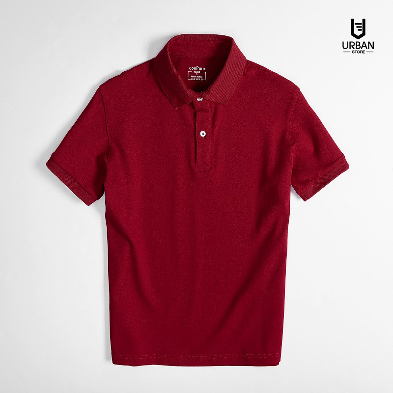 Áo thun polo nam cooPure 100% cotton màu vàng, thiết kế basic NO.1635