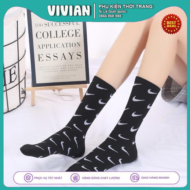Vớ Nike cổ cao [ PHẨY LOGO ] Tất cao cổ Vintage phong cách thể thao - HÀNG HOT