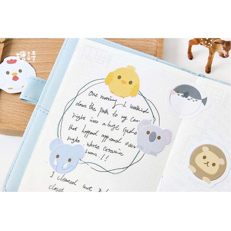 Hộp 45 miếng sticker mẫu động vật tròn