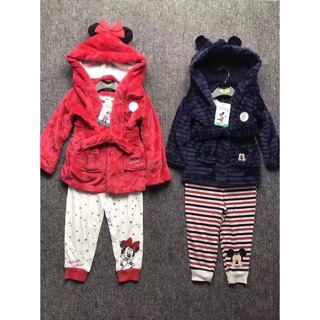 Set bộ dài tay kèm áo khoác lông mickey mouse