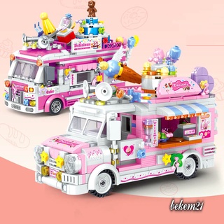 Lego Xếp Hình Con Gái Xe Chở Kem 590 chi tiết Food Snack Xe Chở Trái Cây Nước Uống đồ chơi ghép hình bé gái