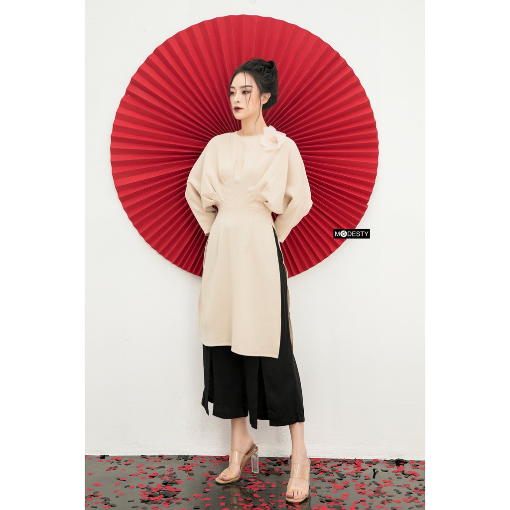 Modesty - Áo dài đũi eo xếp ly Fontaine Aodai