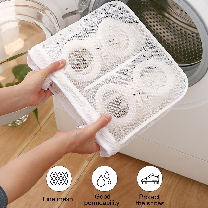 Túi Lưới Giặt Giày Chống Đứt Có Khóa Kéo 3 Màu Tiện Dụng