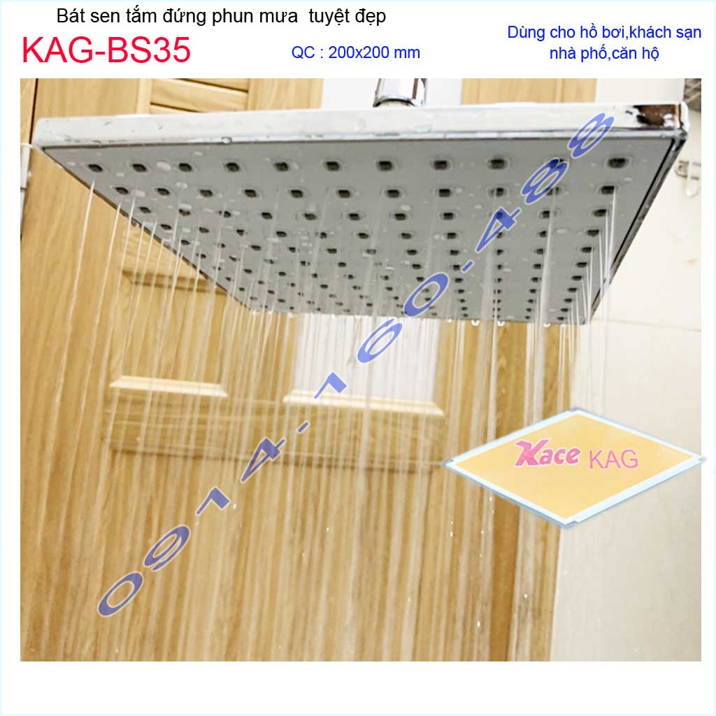 Bát sen tắm đứng KAG-BS35, đầu sen phun mưa vuông 20x20 tia nước nhiều phun nước tốt