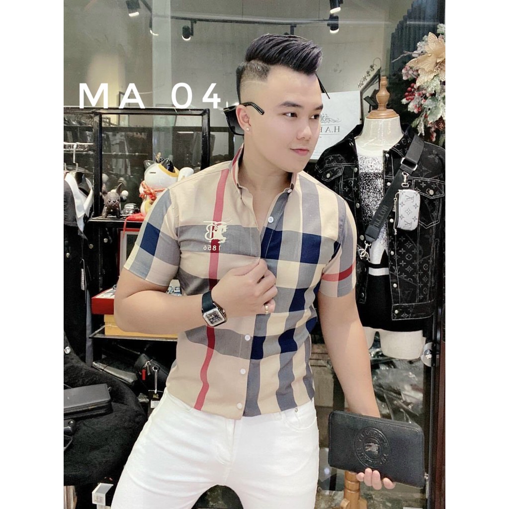 Sơ Mi Tay Ngắn nam Burberry 💥 SALE GIÁ SỐC 💥 với họa tiết caro giúp AE dễ phối đồ đi chơi và đi tiệc