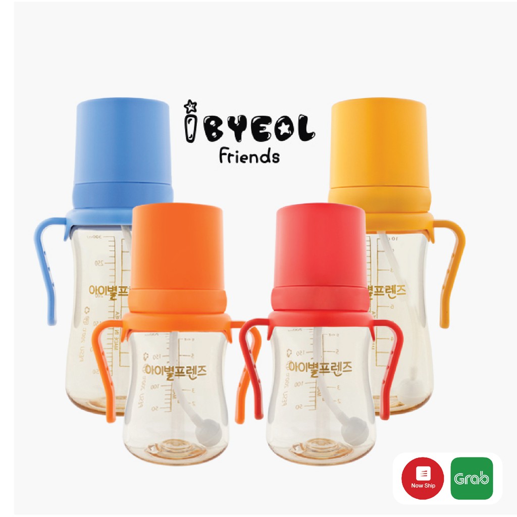 Bình ống hút tập uống cho bé IBYEOL Friends PESU (chính hãng Hàn Quốc) 200ml/300ml