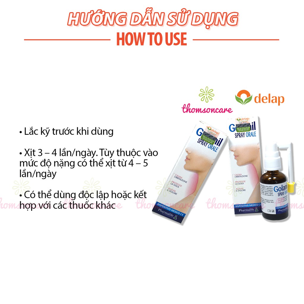 Xịt Golanil Spray Orale - ngăn ngừa viêm họng từ thảo dược cho người lớn