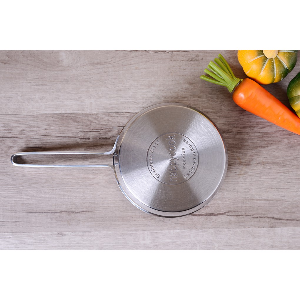 Quánh inox 3 đáy từ size 16cm Happycook, nắp inox, sử dụng được trên mọi loại bếp-hàng chính hãng