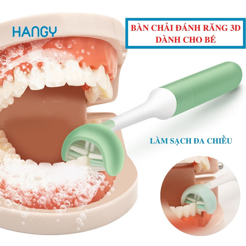 Bàn chải đánh răng trẻ em đầu chải 3D LEYUYO ba chiều làm sạch sâu