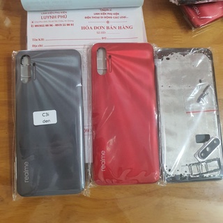 Vỏ realme c3i bộ(gồm vỏ máy có kính camera+sườn benzen+khay sim)