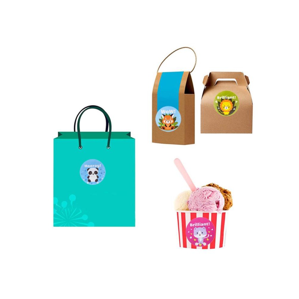 Cuộn 500 miếng dán phần thưởng của giáo viên họa tiết động vật dễ thương cho sổ lưu niệm/giấy làm quà tặng cho học sinh