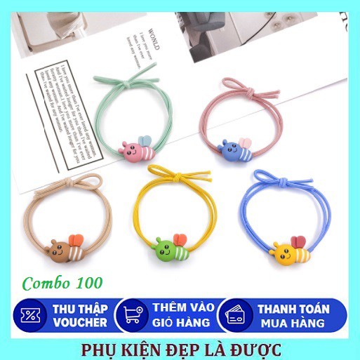 Combo 100 Thun Cột Tóc Hình Con Ong Style Hàn Quốc Hot Trend