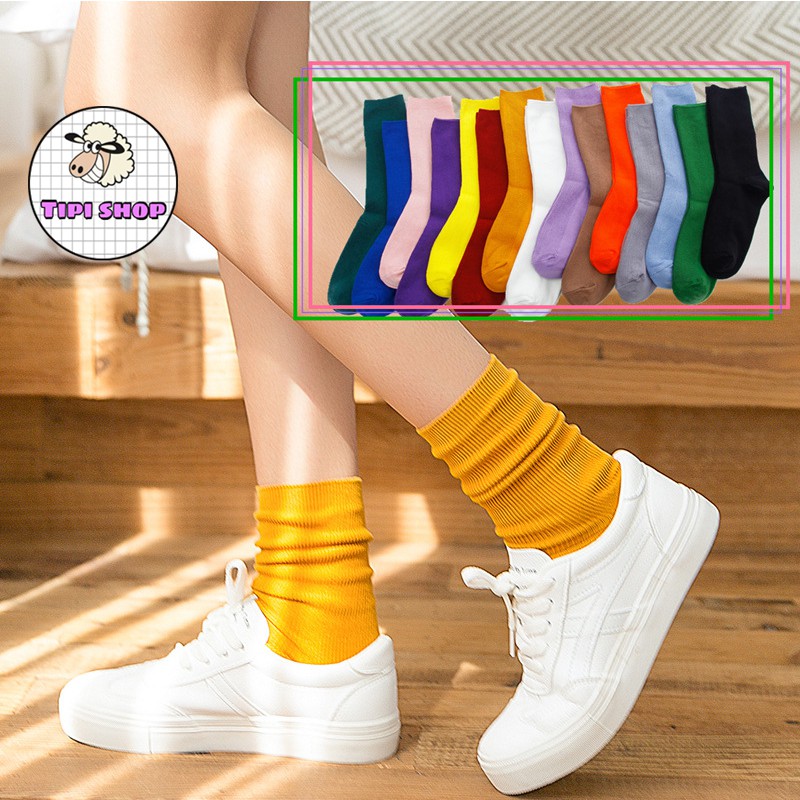 Tất nam nữ , vớ cao cổ chất màu trơn Nơ sau màu phong cách hàn quốc Q2-05 | BigBuy360 - bigbuy360.vn