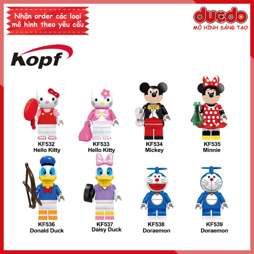 Minifigures Mickey, Kitty, Donald, Doraemon siêu đẹp - Đồ chơi Lắp ghép Xếp hình Mini Mô hình KF6041