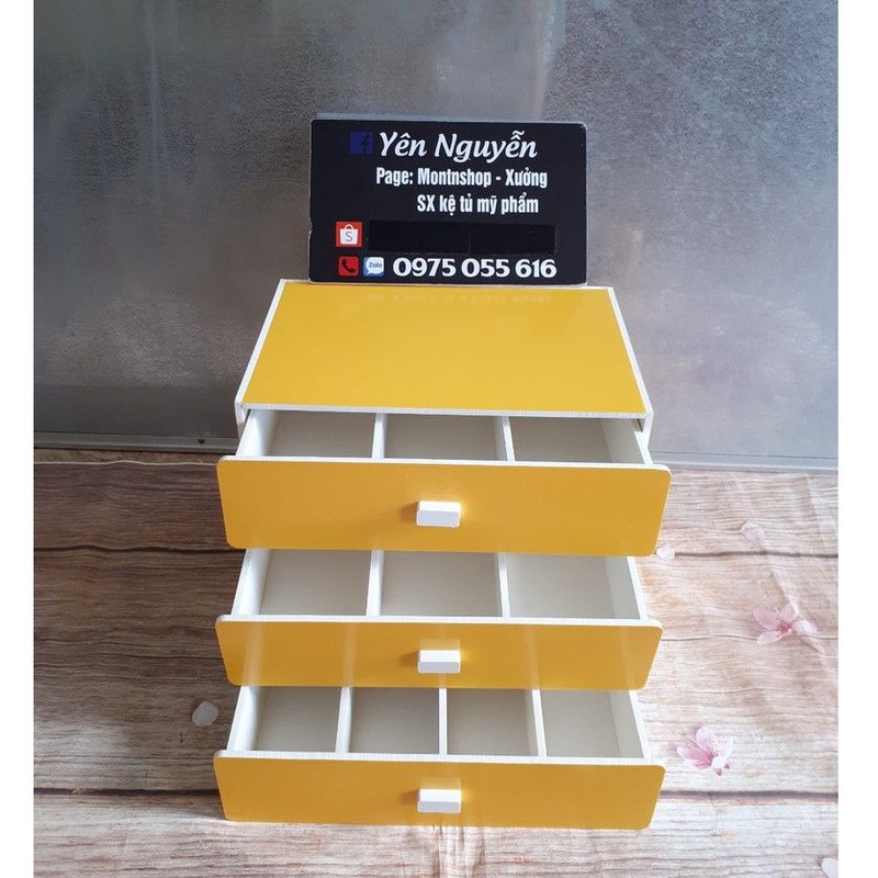 Tủ chia tiền thu ngân 3 tầng màu vàng