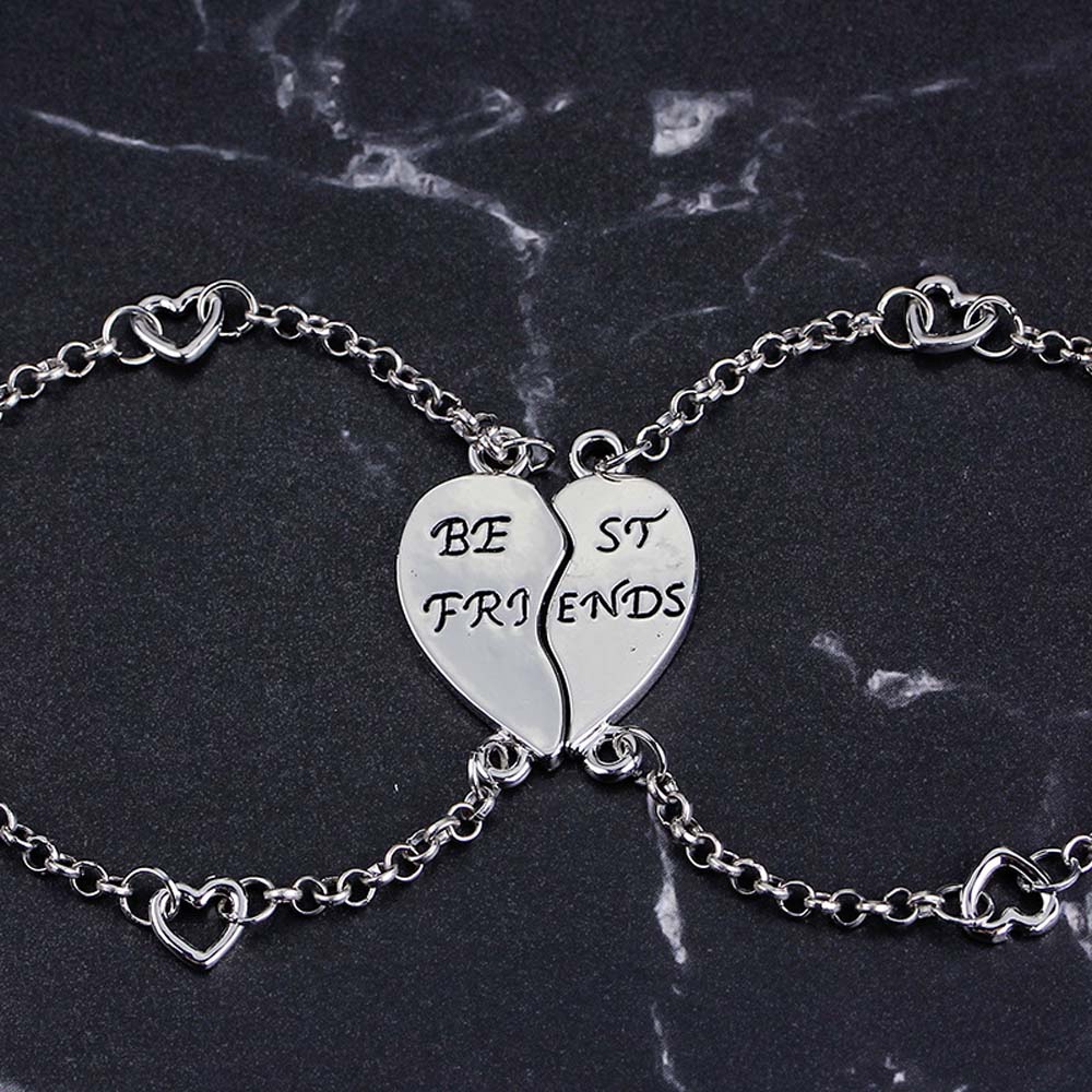 Set 2 Vòng Tay Mặt Trái Tim Khắc Chữ Best Friend Dành Cho Bạn Thân