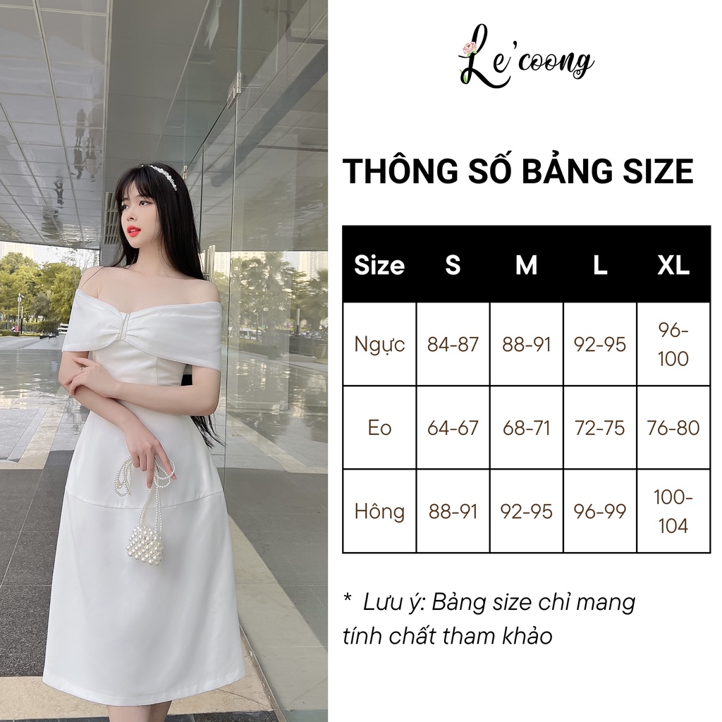 Váy Trễ Vai Đính Cườm LECOONG V172 Dáng Dài Thiết Kế Màu Đen Trắng