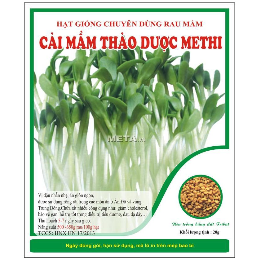 [GIÁ GỐC] Hạt giống mầm cải thảo dược Methi - 20 gram